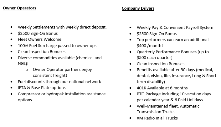 CDL A Hazmat Tanker Driver | Chemical & NGL Freight | Home Often! - Columbus, OH - Grammer Logistics